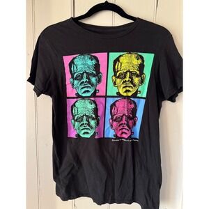 Universal Monsters Frankenstein Warhol Pop Art Black T Shirt Women Size Small
